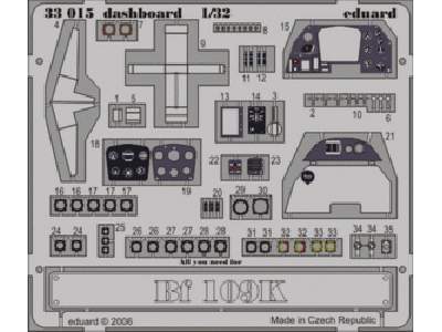  Bf 109K dashboard 1/32 - Hasegawa - blaszki - zdjęcie 1