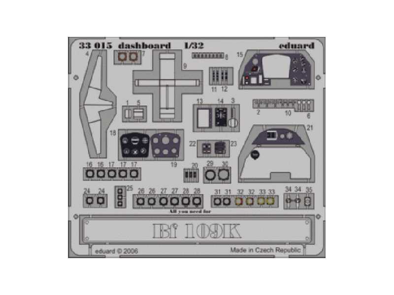  Bf 109K dashboard 1/32 - Hasegawa - blaszki - zdjęcie 1