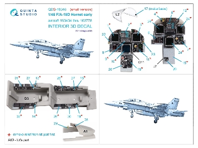 Mcdonnell Douglas F/A-18 D Hornet (Early) - 3d-printed & Coloured Interior Small Version (For Hasegawa Kits) - zdjęcie 3