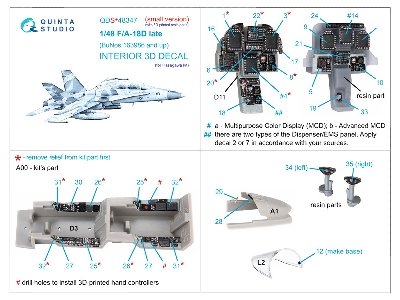 Mcdonnell-douglas F/A-18 D Hornet Late - 3d-printed & Coloured Interior With 3d-printed Resin Parts (Small Version / For Hasegaw