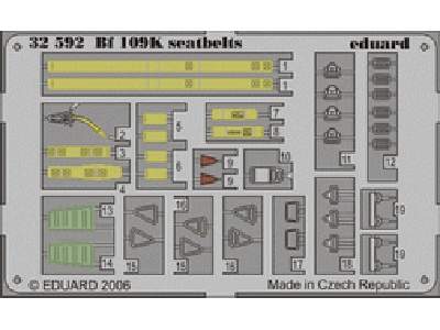  Bf 109K seatbelts 1/32 - Hasegawa - blaszki - zdjęcie 1