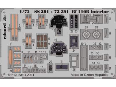  Bf 110B interior S. A. 1/72 - Airfix - blaszki - zdjęcie 1