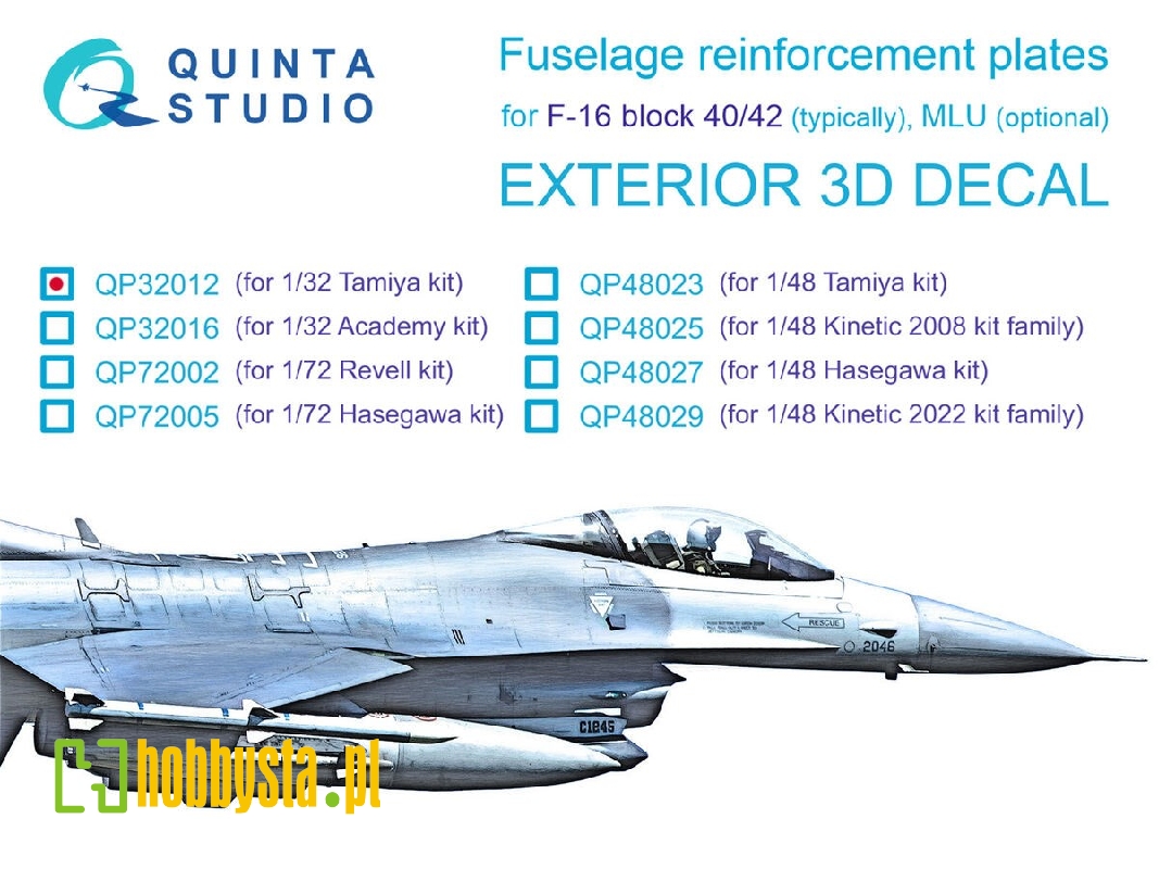 General Dynamics F-16 Block 40/42 - Reinforcement Plates (For Tamiya Kits) - zdjęcie 1