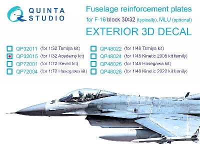 General Dynamics F-16 Block 30/32 - Reinforcement Plates (For Tamiya Kits) - zdjęcie 1