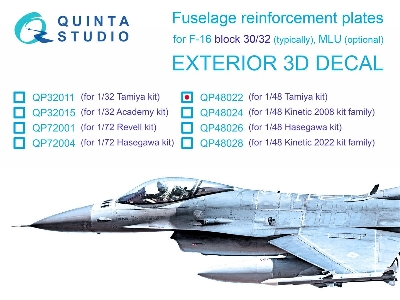General Dynamics F-16 Block 30/32 - Reinforcement Plates (For Tamiya Kits) - zdjęcie 1