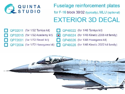 General Dynamics F-16 Block 30/32 - Reinforcement Plates (For Kinetic Kits - 2008 Tools) - zdjęcie 1