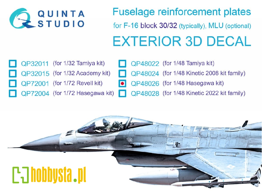 General Dynamics F-16 Block 30/32 - Reinforcement Plates (For Hasegawa Kits) - zdjęcie 1