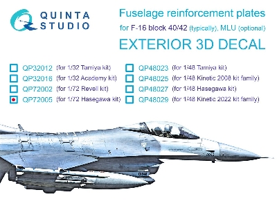 General Dynamics F-16 Block 40/42 - Reinforcement Plates (For Hasegawa Kits) - zdjęcie 1
