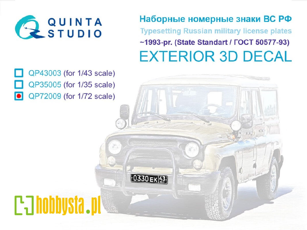 Typesetting Russian Military License Plates (1993-present) State Standart 50577-93 (For All Kits) - zdjęcie 1
