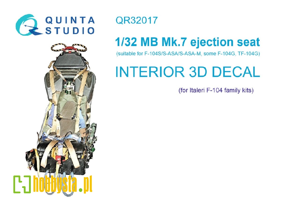 F-104 Family - Mb Mk.7 Ejection Seat Interior 3d Decal (For Italeri Kits) - zdjęcie 1 F-104 Family - Mb Mk.7 Ejection Seat Interior 3d Decal (For Italeri Kits) - zdjęcie 1