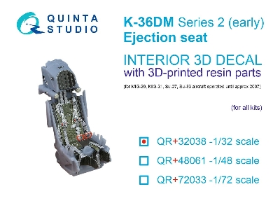 K-36dm Series2 (Early) Ejection Seat - For Mig-29, Mig-31, Su-27, Su-33 Aircraft Until 2007 (For All Kits) - zdjęcie 1
