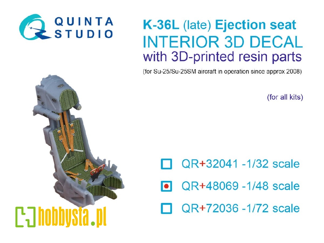 K-36l (Late) Ejection Seat - For Su-25 / Su-25sm Aircraft Since 2008 (For All Kits) - zdjęcie 1 K-36l (Late) Ejection Seat - For Su-25 / Su-25sm Aircraft Since 2008 (For All Kits) - zdjęcie 1