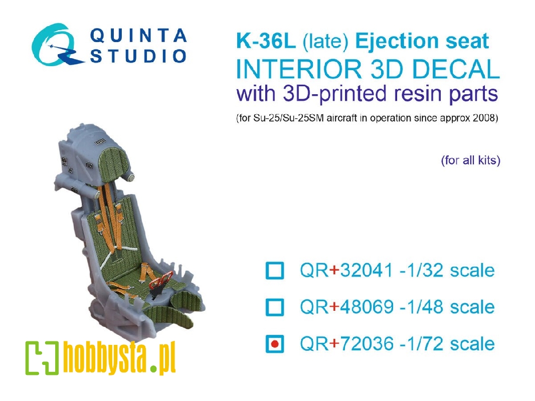 K-36l (Late) Ejection Seat - For Su-25/Su-25sm Aircraft Since 2008 (For All Kits) - zdjęcie 1 K-36l (Late) Ejection Seat - For Su-25/Su-25sm Aircraft Since 2008 (For All Kits) - zdjęcie 1