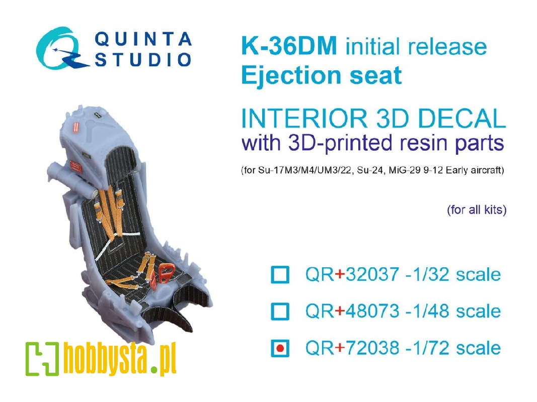 K-36dm (Initial Release) Ejection Seat - For Su-17m3/M4/Um3/22, Su-24, Mig-29 9-12 Early Aircraft (For All Kits) - zdjęcie 1 K-36dm (Initial Release) Ejection Seat - For Su-17m3/M4/Um3/22, Su-24, Mig-29 9-12 Early Aircraft (For All Kits) - zdjęcie 1