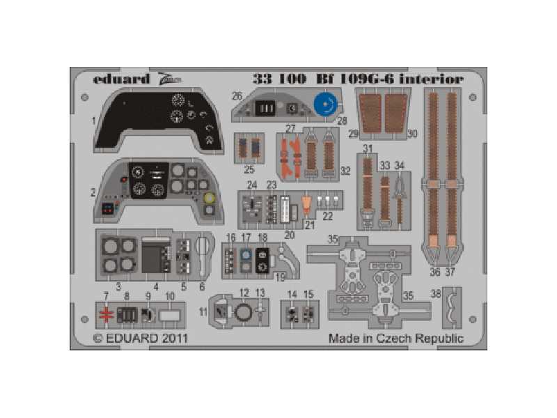 Bf 109G-6 interior S. A. 1/32 - Trumpeter - blaszki - zdjęcie 1 Bf 109G-6 interior S. A. 1/32 - Trumpeter - blaszki - zdjęcie 1