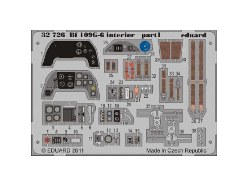 Bf 109G-6 interior S. A. 1/32 - Trumpeter - blaszki - zdjęcie 1 Bf 109G-6 interior S. A. 1/32 - Trumpeter - blaszki - zdjęcie 1