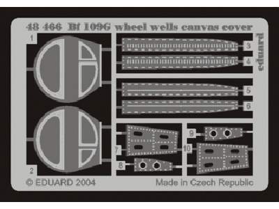  Bf 109G wheel wells canvas cover 1/48 - Hasegawa - blaszki - zdjęcie 1