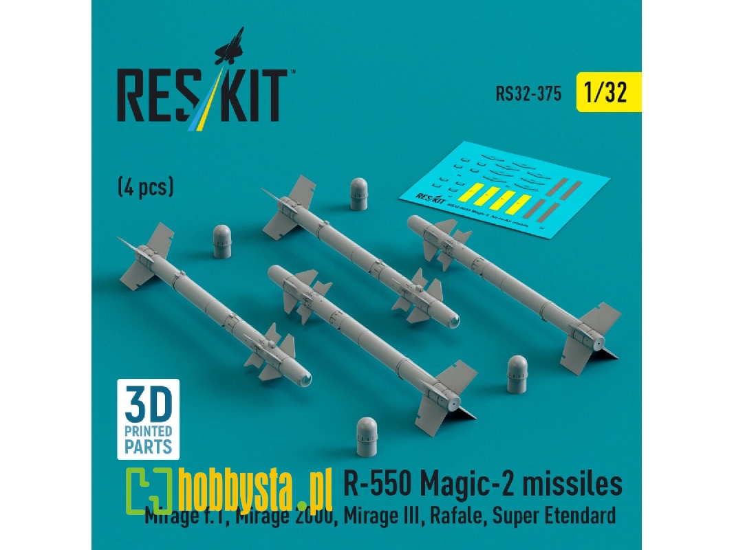 R.550 'magic-2' Missiles (4 Pcs) (Mirage F.1, Mirage 2000, Mirage Iii, Rafale, Super Etendard, Mig-21, Jaguar) (3d Printed) - zd R.550 'magic-2' Missiles (4 Pcs) (Mirage F.1, Mirage 2000, Mirage Iii, Rafale, Super Etendard, Mig-21, Jaguar) (3d Printed) - zd