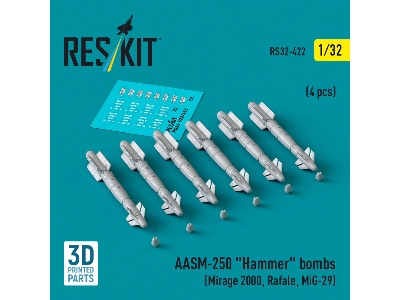 Aasm-250 'hammer' Bombs (6 Pcs) (Mirage 2000, Rafale, Mig-29) (3d Printed) - zdjęcie 1