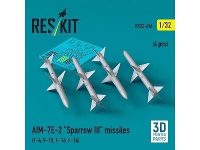Aim-7e-2 'sparrow Iii' Missiles (4 Pcs) (F-4, F-15, F-16, F-14) (3d Printed) - zdjęcie 1