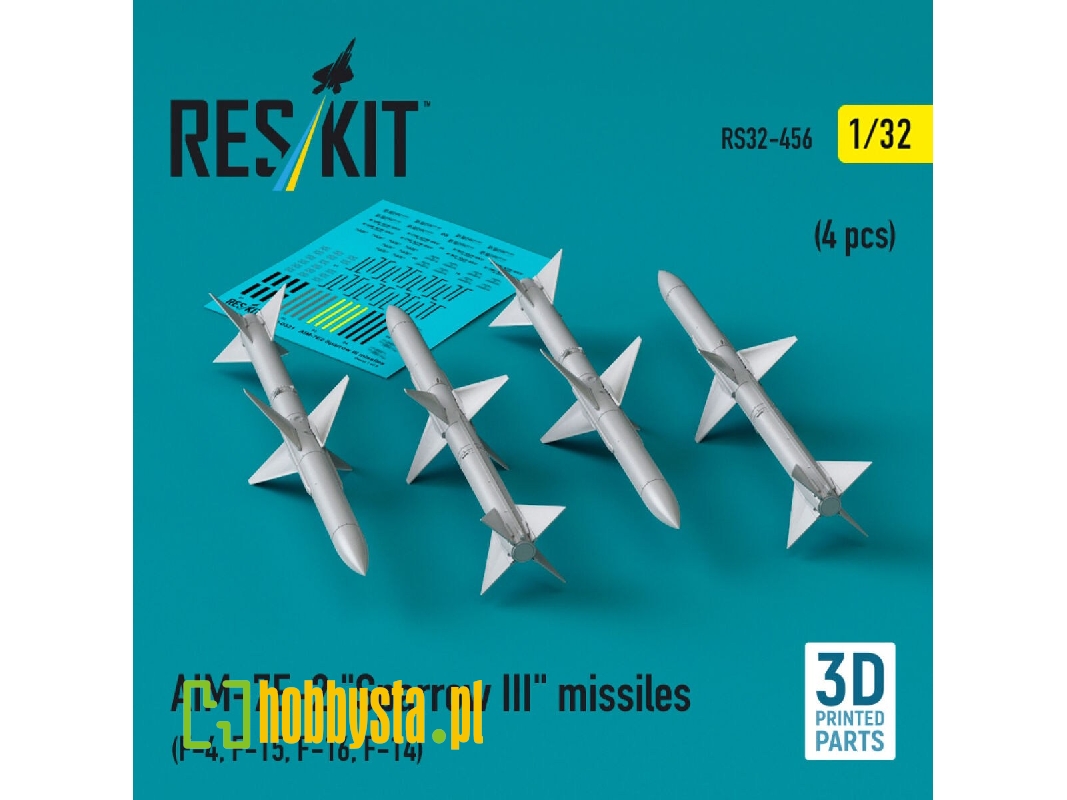 Aim-7e-2 'sparrow Iii' Missiles (4 Pcs) (F-4, F-15, F-16, F-14) (3d Printed) - zdjęcie 1 Aim-7e-2 'sparrow Iii' Missiles (4 Pcs) (F-4, F-15, F-16, F-14) (3d Printed) - zdjęcie 1
