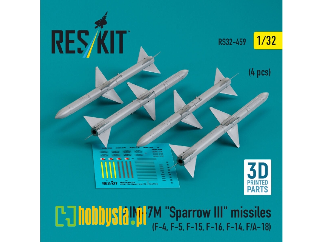 Aim-7m 'sparrow Iii' Missiles (4 Pcs) (F-4, F-5, F-15, F-16, F-14, F/A-18) (3d Printed) - zdjęcie 1 Aim-7m 'sparrow Iii' Missiles (4 Pcs) (F-4, F-5, F-15, F-16, F-14, F/A-18) (3d Printed) - zdjęcie 1