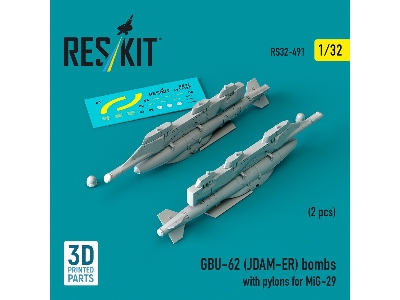 Gbu-62 (Jdam-er) Bombs With Pylons For Mig-29 (2pcs) (3d Printed) - zdjęcie 1