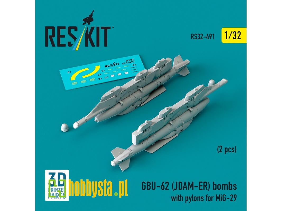 Gbu-62 (Jdam-er) Bombs With Pylons For Mig-29 (2pcs) (3d Printed) - zdjęcie 1 Gbu-62 (Jdam-er) Bombs With Pylons For Mig-29 (2pcs) (3d Printed) - zdjęcie 1