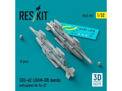 Gbu-62 (Jdam-er) Bombs With Pylons For Su-27 (2pcs) (3d Printed) - zdjęcie 1