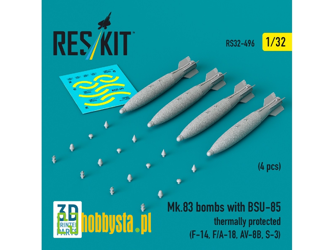 Mk.83 Bombs With Bsu-85 Thermally Protected (4pcs) (F-14, F/A-18, Av-8b, S-3) (3d Printed) - zdjęcie 1 Mk.83 Bombs With Bsu-85 Thermally Protected (4pcs) (F-14, F/A-18, Av-8b, S-3) (3d Printed) - zdjęcie 1