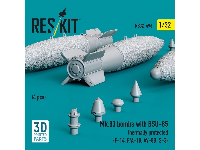 Mk.83 Bombs With Bsu-85 Thermally Protected (4pcs) (F-14, F/A-18, Av-8b, S-3) (3d Printed) - zdjęcie 2