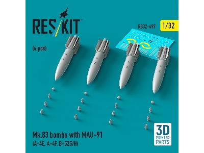 Mk.83 Bombs With Mau-91 (4pcs) (A-4e, A-4f, B-52g/H) (3d Printed) - zdjęcie 1