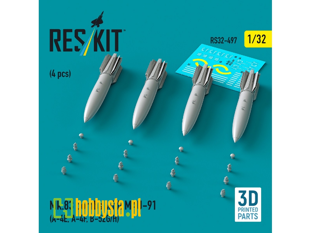 Mk.83 Bombs With Mau-91 (4pcs) (A-4e, A-4f, B-52g/H) (3d Printed) - zdjęcie 1 Mk.83 Bombs With Mau-91 (4pcs) (A-4e, A-4f, B-52g/H) (3d Printed) - zdjęcie 1