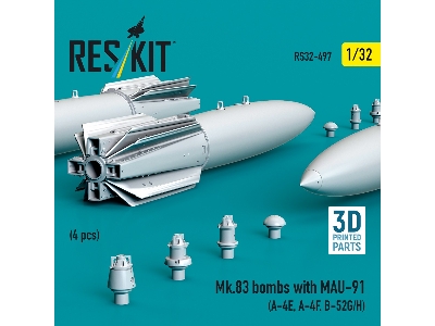 Mk.83 Bombs With Mau-91 (4pcs) (A-4e, A-4f, B-52g/H) (3d Printed) - zdjęcie 2