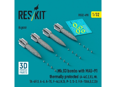 Mk.83 Bombs With Mau-91 Thermally Protected (4pcs) (A-4(C, E, F, L, M), Ta-4f/J, A-6, A-7e, F-4(J, N, S), P-3, S-3, F/A-18(A, B,
