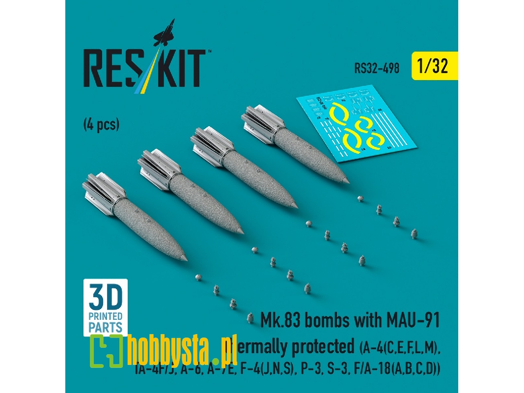Mk.83 Bombs With Mau-91 Thermally Protected (4pcs) (A-4(C, E, F, L, M), Ta-4f/J, A-6, A-7e, F-4(J, N, S), P-3, S-3, F/A-18(A, B, Mk.83 Bombs With Mau-91 Thermally Protected (4pcs) (A-4(C, E, F, L, M), Ta-4f/J, A-6, A-7e, F-4(J, N, S), P-3, S-3, F/A-18(A, B,