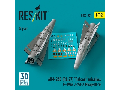 Aim-26b (Rb.27) 'falcon' Missiles (2pcs) (F-106a, J-35f/J, Mirage Iii-s) (3d Printed) - zdjęcie 1