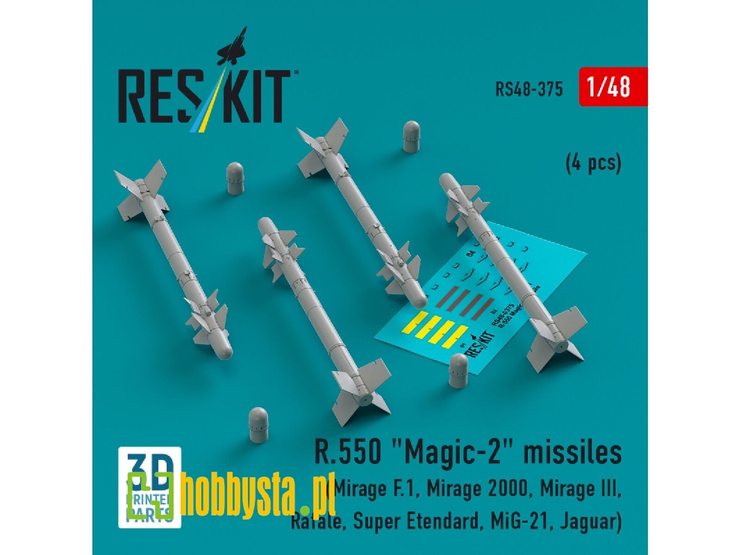 R.550 'magic-2' Missiles (4 Pcs) (Mirage F.1, Mirage 2000, Mirage Iii, Rafale, Super Etendard, Mig-21, Jaguar) (3d Printed) - zd R.550 'magic-2' Missiles (4 Pcs) (Mirage F.1, Mirage 2000, Mirage Iii, Rafale, Super Etendard, Mig-21, Jaguar) (3d Printed) - zd