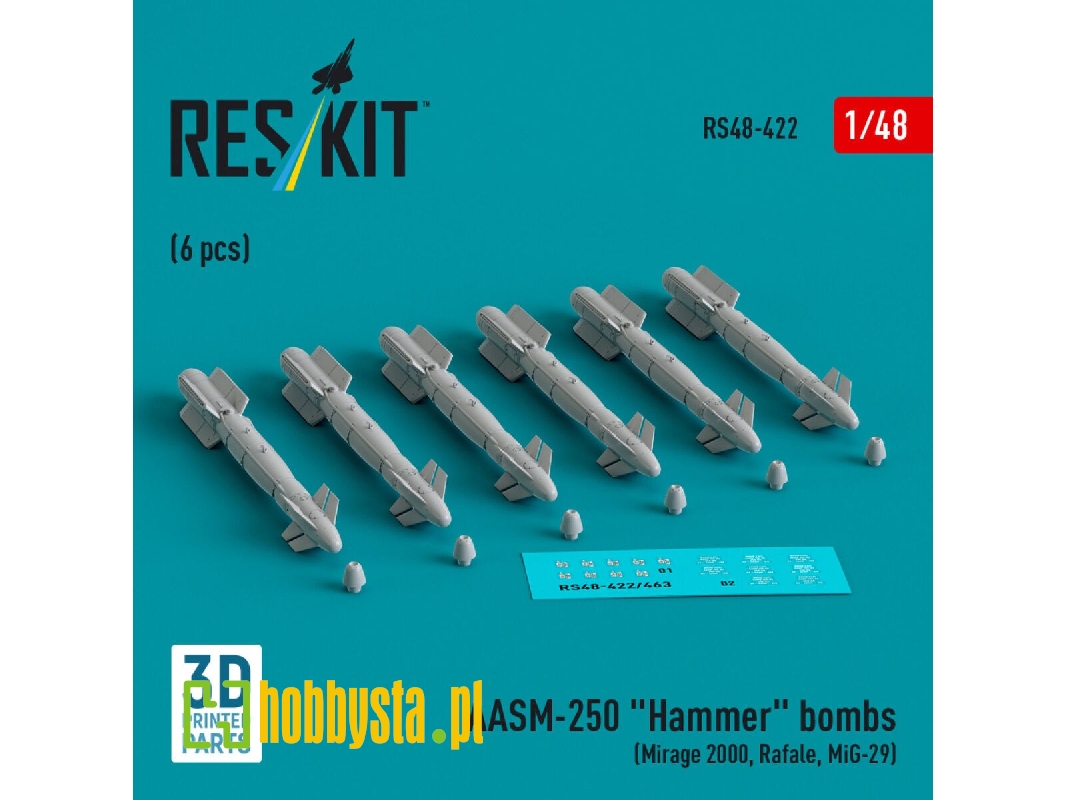 Aasm-250 'hammer' (6 Pcs) (Mirage 2000, Rafale, Mig-29) (3d Printed) - zdjęcie 1 Aasm-250 'hammer' (6 Pcs) (Mirage 2000, Rafale, Mig-29) (3d Printed) - zdjęcie 1