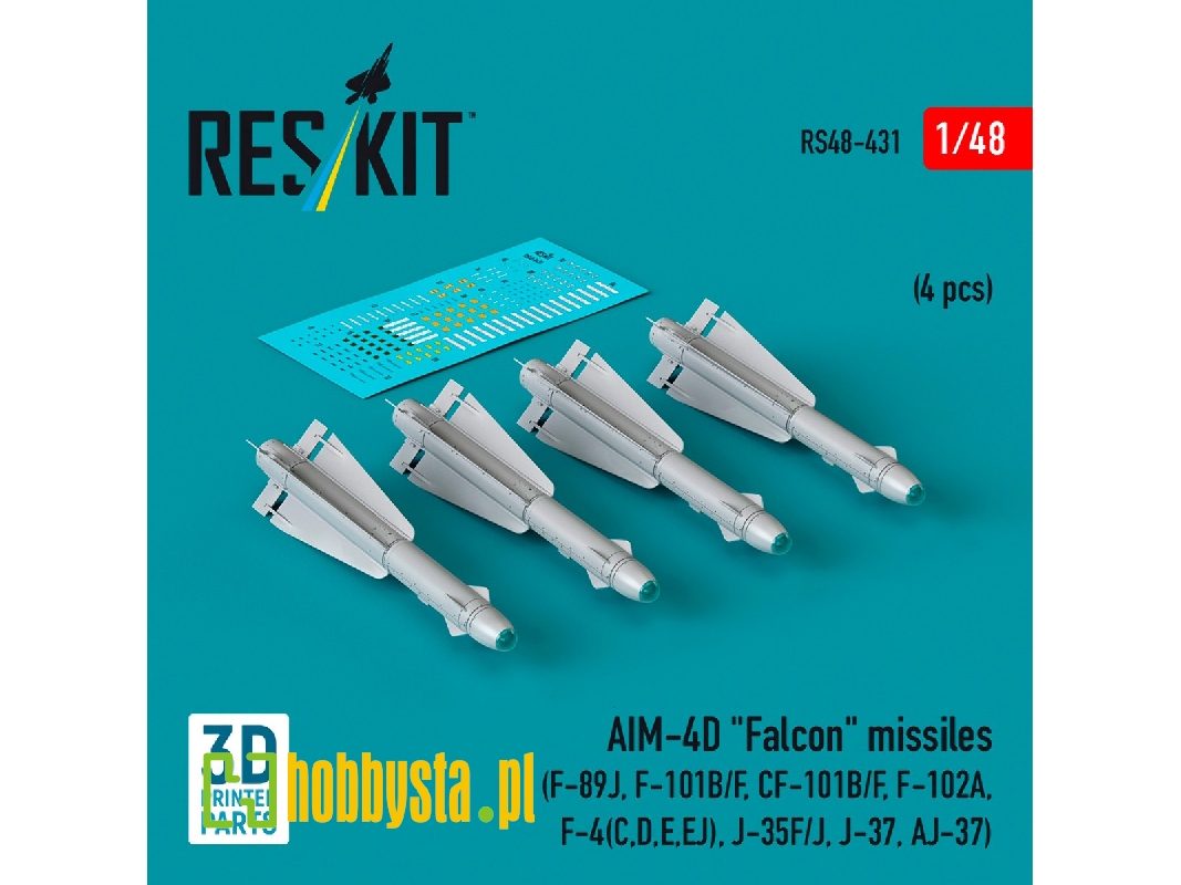 Aim-4d 'falcon' Missiles (4pcs) (F-89j, F-101b/F, Cf-101b/F, F-102a, F-4(C, D, E, Ej), J-35f/J, J-37, Aj-37) (3d Printed) - zdjÄ Aim-4d 'falcon' Missiles (4pcs) (F-89j, F-101b/F, Cf-101b/F, F-102a, F-4(C, D, E, Ej), J-35f/J, J-37, Aj-37) (3d Printed) - zdjÄ
