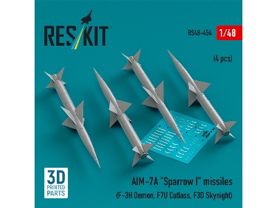 Aim-7a 'sparrow I' Missiles (4 Pcs) (F-3h Demon, F7u Cutlass, F3d Skynight) (3d Printed) - zdjęcie 1