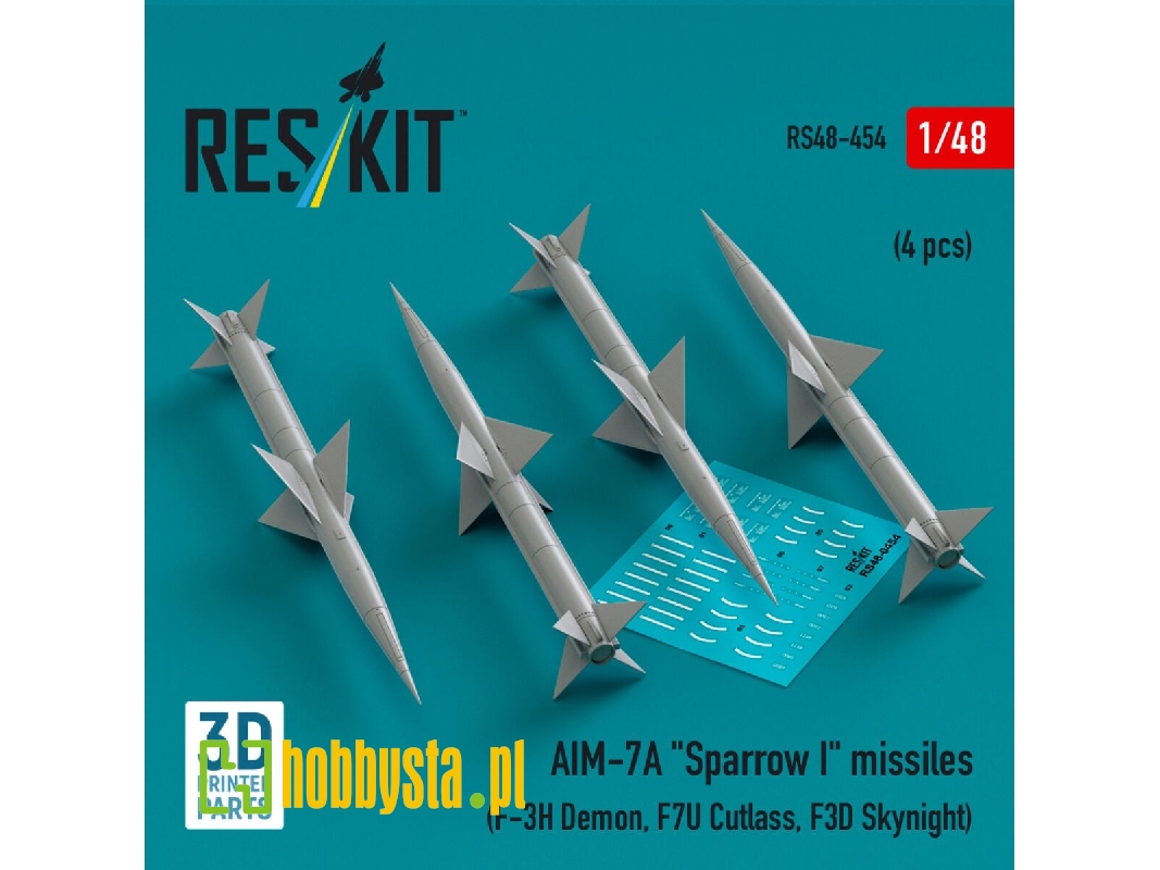 Aim-7a 'sparrow I' Missiles (4 Pcs) (F-3h Demon, F7u Cutlass, F3d Skynight) (3d Printed) - zdjęcie 1 Aim-7a 'sparrow I' Missiles (4 Pcs) (F-3h Demon, F7u Cutlass, F3d Skynight) (3d Printed) - zdjęcie 1