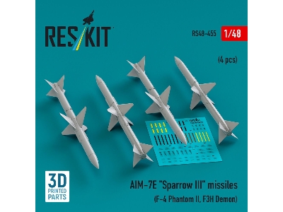 Aim-7e 'sparrow Iii' Missiles (4 Pcs) (F-4 Phantom Ii, F3h Demon) (3d Printed) - zdjęcie 1