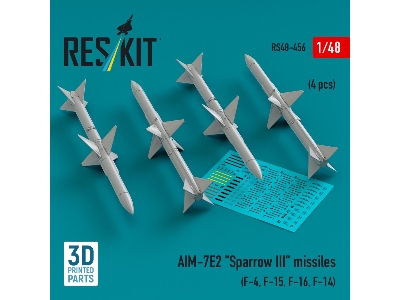 Aim-7e2 'sparrow Iii' Missiles (4 Pcs) (F-4, F-15, F-16, F-14) (3d Printed) - zdjęcie 1