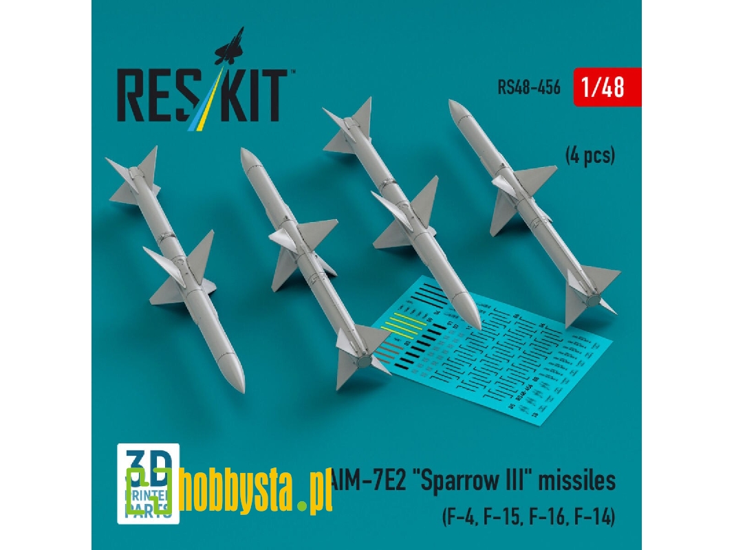 Aim-7e2 'sparrow Iii' Missiles (4 Pcs) (F-4, F-15, F-16, F-14) (3d Printed) - zdjęcie 1 Aim-7e2 'sparrow Iii' Missiles (4 Pcs) (F-4, F-15, F-16, F-14) (3d Printed) - zdjęcie 1