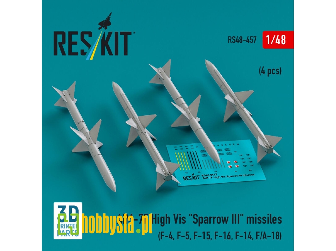 Aim-7f High Vis 'sparrow Iii' Missiles (4 Pcs) (F-4, F-5, F-15, F-16, F-14, F/A-18) (3d Printed) - zdjęcie 1 Aim-7f High Vis 'sparrow Iii' Missiles (4 Pcs) (F-4, F-5, F-15, F-16, F-14, F/A-18) (3d Printed) - zdjęcie 1