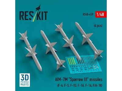 Aim-7m 'sparrow Iii' Missiles (4 Pcs) (F-4, F-5, F-15, F-16, F-14, F/A-18) (3d Printed) - zdjęcie 1