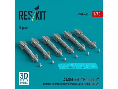 Aasm-250 'hammer' Thermally Protected Bombs (6 Pcs) (Mirage 2000, Rafale, Mig-29) (3d Printed) - zdjęcie 1