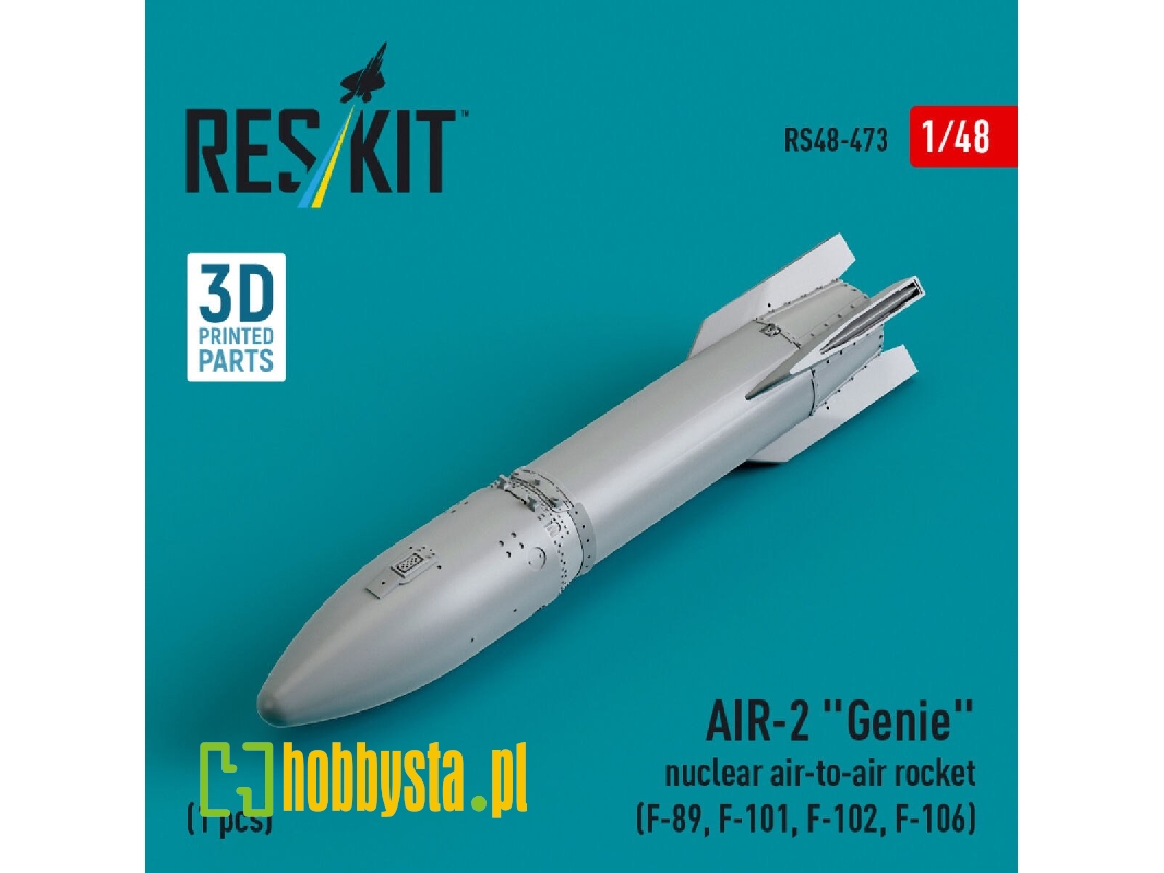Air-2 'genie' Nuclear Air-to-air Rocket (1 Pc) (F-89, F-101, F-102, F-106) (3d Printed) - zdjęcie 1
