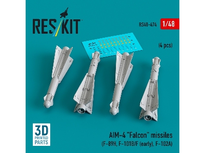 Aim-4 'falcon' Missiles (4pcs) (F-89h, F-101b/F (Early), F-102a) (3d Printed) - zdjęcie 1